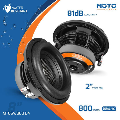 PRV AUDIO - 8" 800 WATT SLIM MOTORCYCLE WOOFER DVC 4 OHM (MT8SW800 D4)