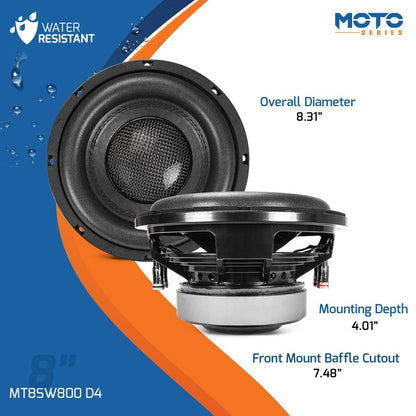PRV AUDIO - 8" 800 WATT SLIM MOTORCYCLE WOOFER DVC 4 OHM (MT8SW800 D4)