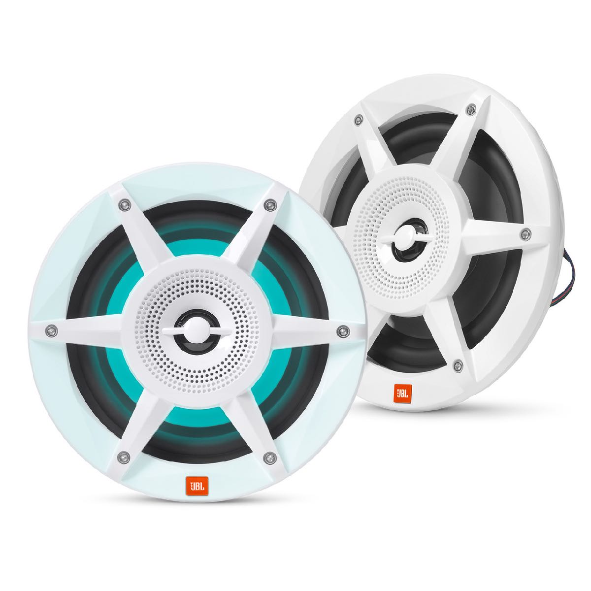 JBL STADIUM MARINE 6.5" PREMIUM 2 WAY RGB LED COAXIAL SPEAKERS WHITE (MW6520AM)