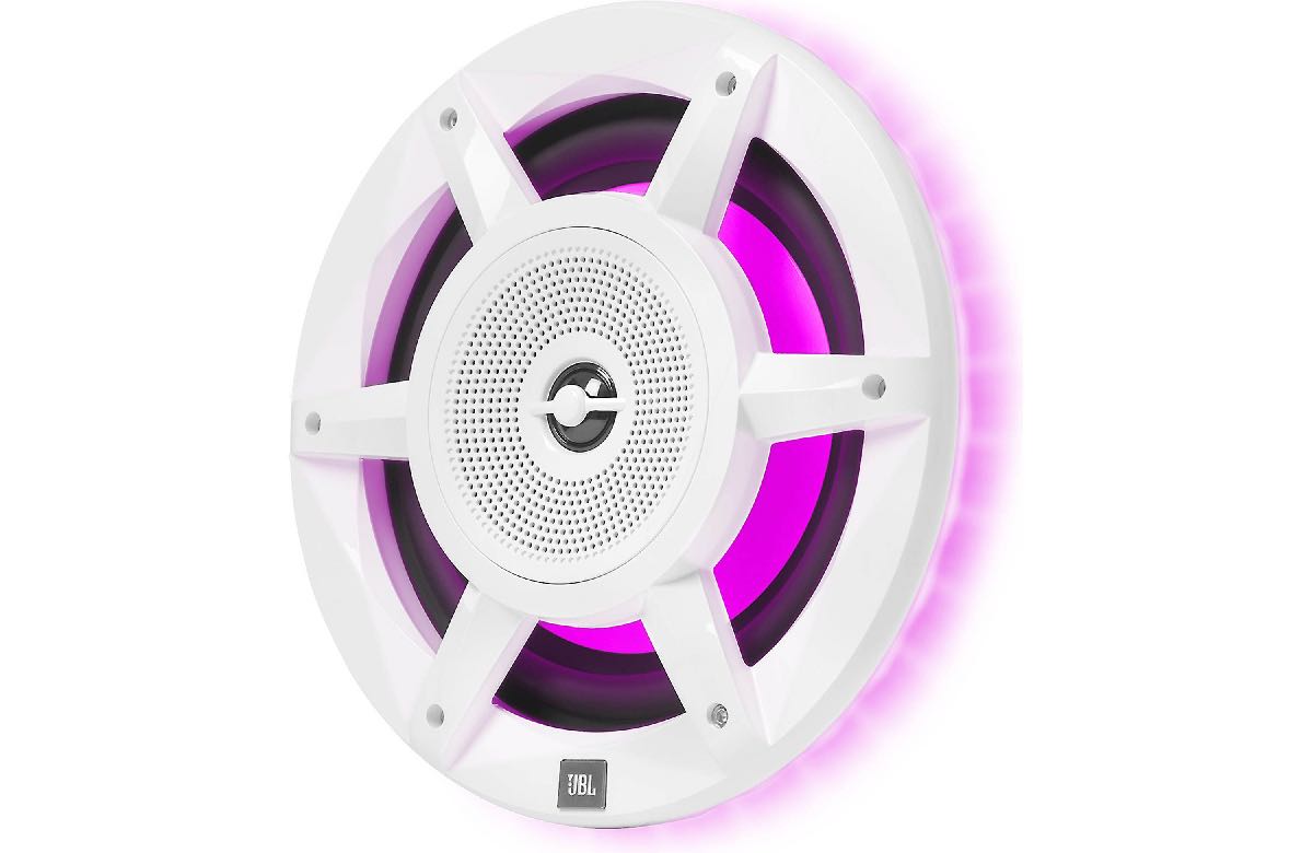 JBL STADIUM MARINE 8" PREMIUM 3 WAY RGB LED COAXIAL SPEAKERS WHITE (MW8030AM)