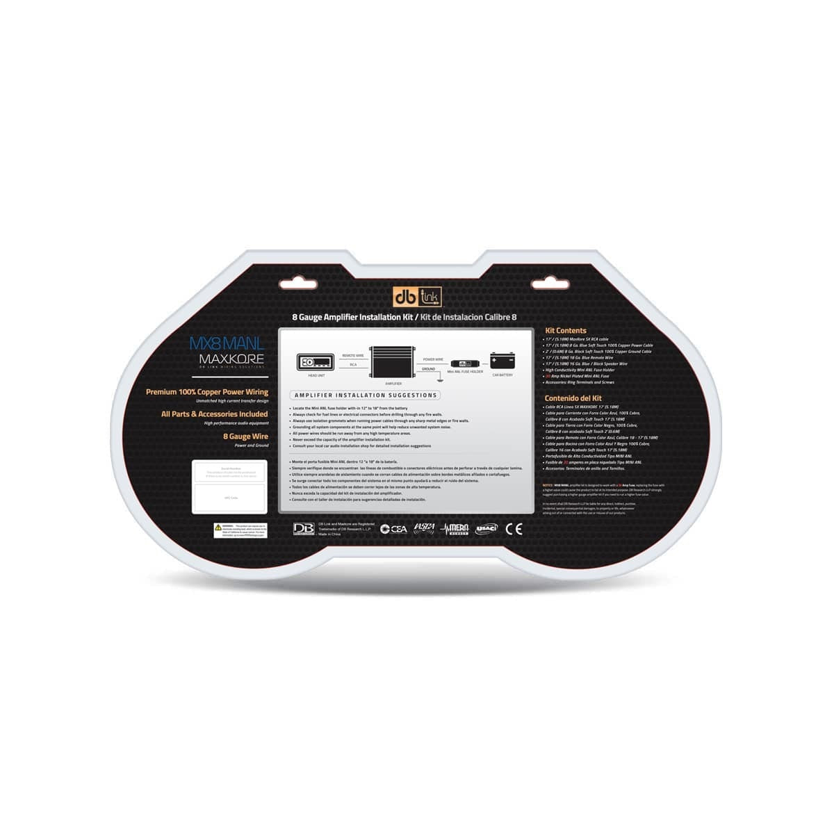 DB LINK MAXKORE 8 GAUGE PURE COPPER AMP KIT (MX8MANL)