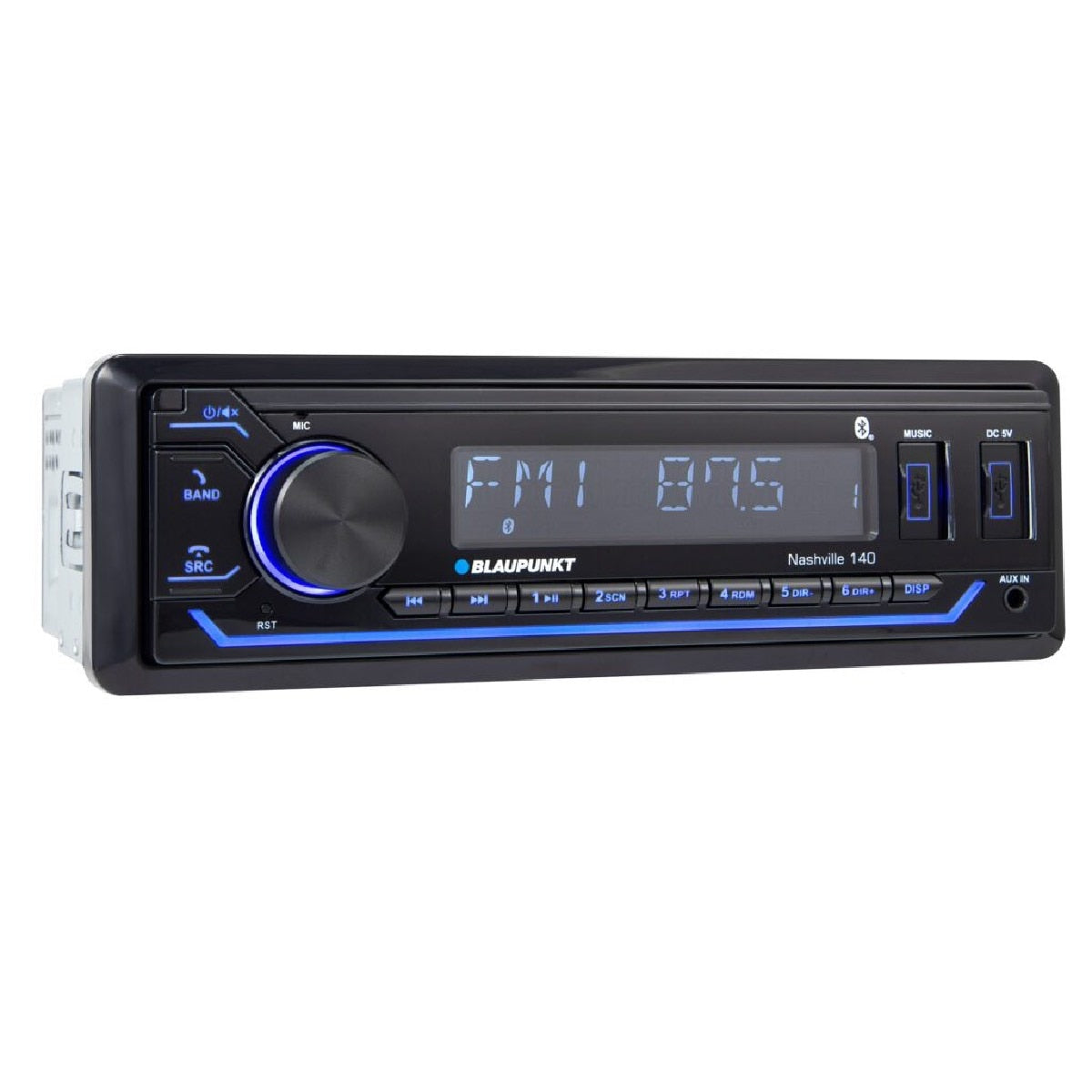 BLAUPUNKT SINGLE DIN FIXED FACE MECHLESS AM/FM W/BT & DUAL USB 1 RCA (NASHVILLE140)