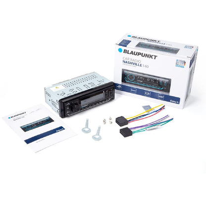 BLAUPUNKT SINGLE DIN FIXED FACE MECHLESS AM/FM W/BT & DUAL USB 1 RCA (NASHVILLE140)