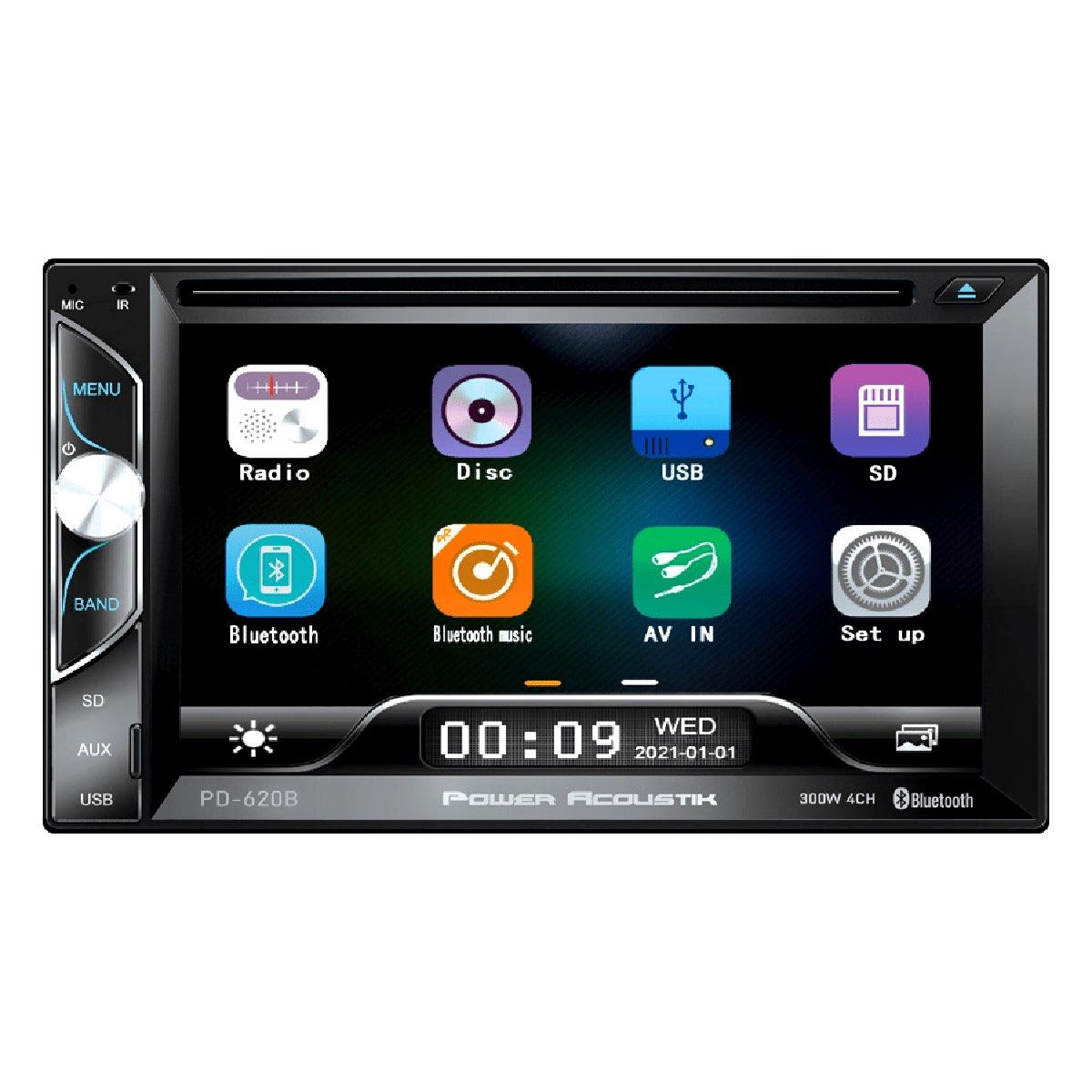POWER ACOUSTIK 6.2" DOUBLE DIN AM/FM/CD/DVD WITH BLUE TOOTH AND PHONE LINK (PD620HB)