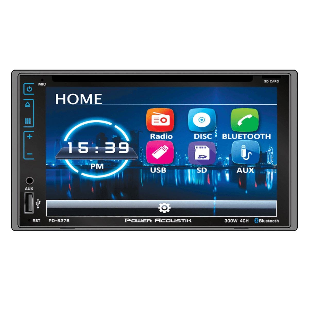 POWER ACOUSTIK 6.2" DBL DIN WITH DVD & BLUETOOTH (PD627B)