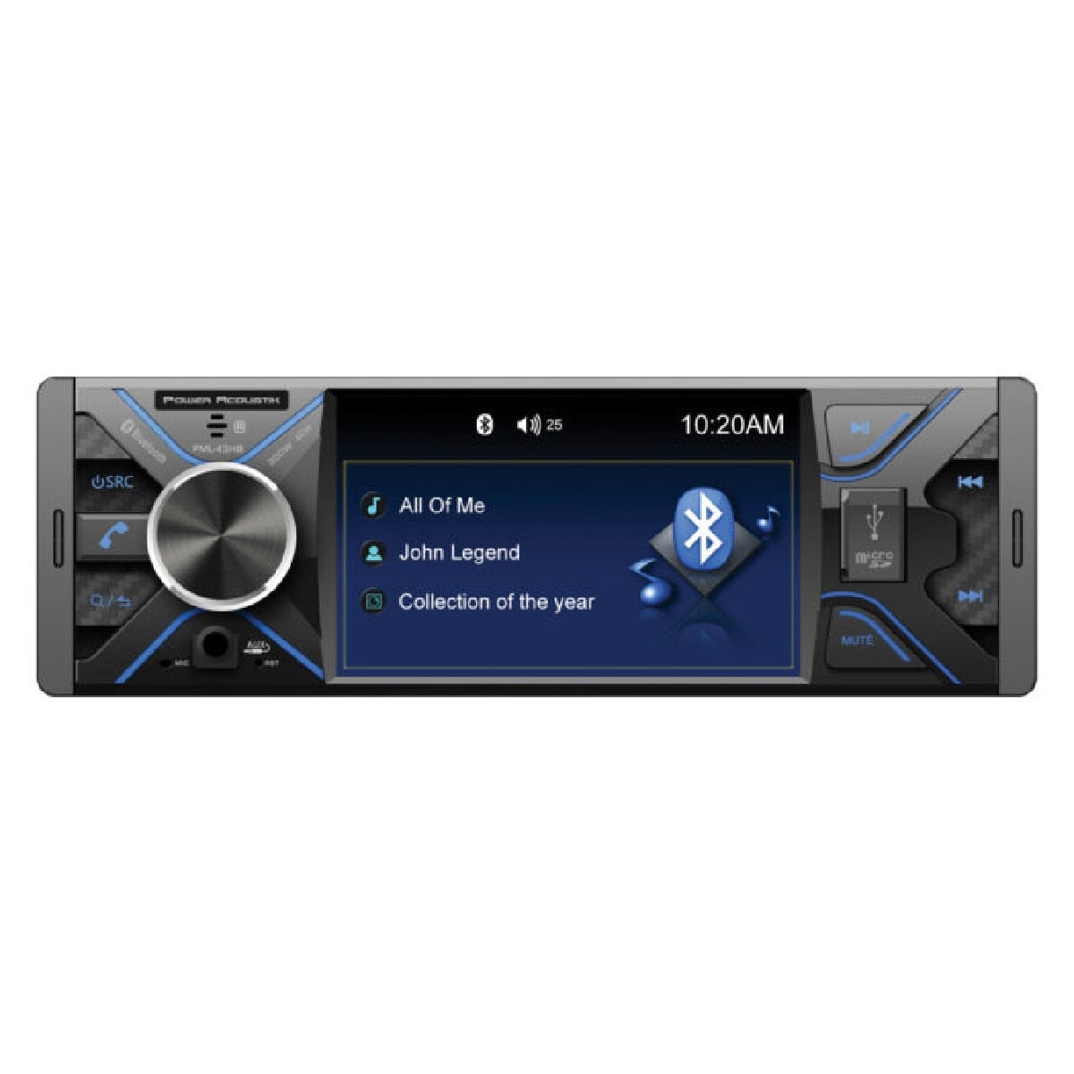 POWER ACOUSTIK 4.3" MECHLESS HEADUNIT WITH USB & AM/FM BLUETOOTH (PML-43HB)