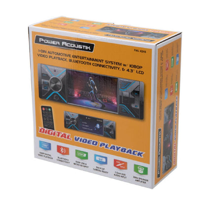 POWER ACOUSTIK 4.3" MECHLESS HEADUNIT WITH USB & AM/FM BLUETOOTH (PML-43HB)