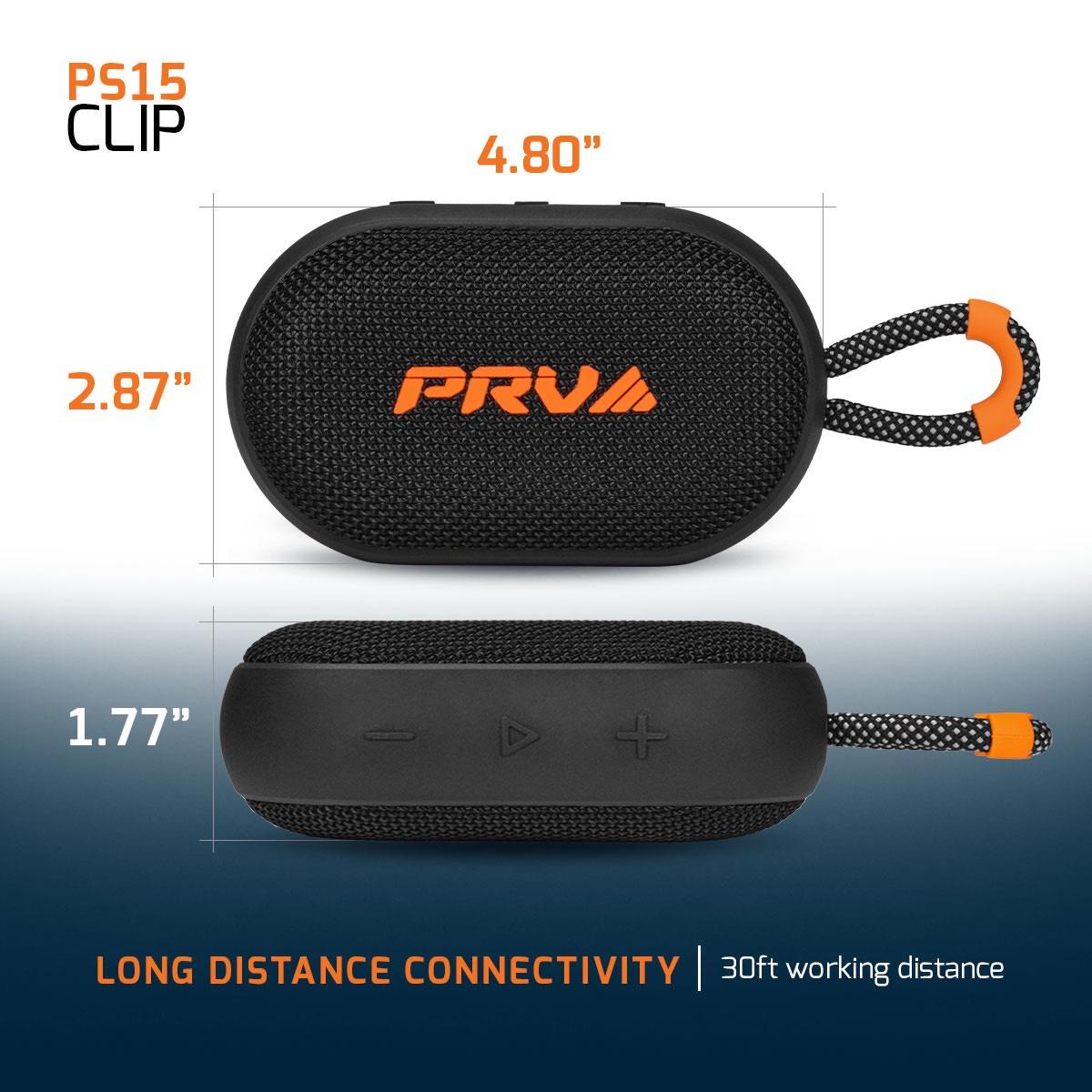 PRV AUDIO - PORTABLE WATERPROOF BLUETOOTH SPEAKER (PS15 CLIP)