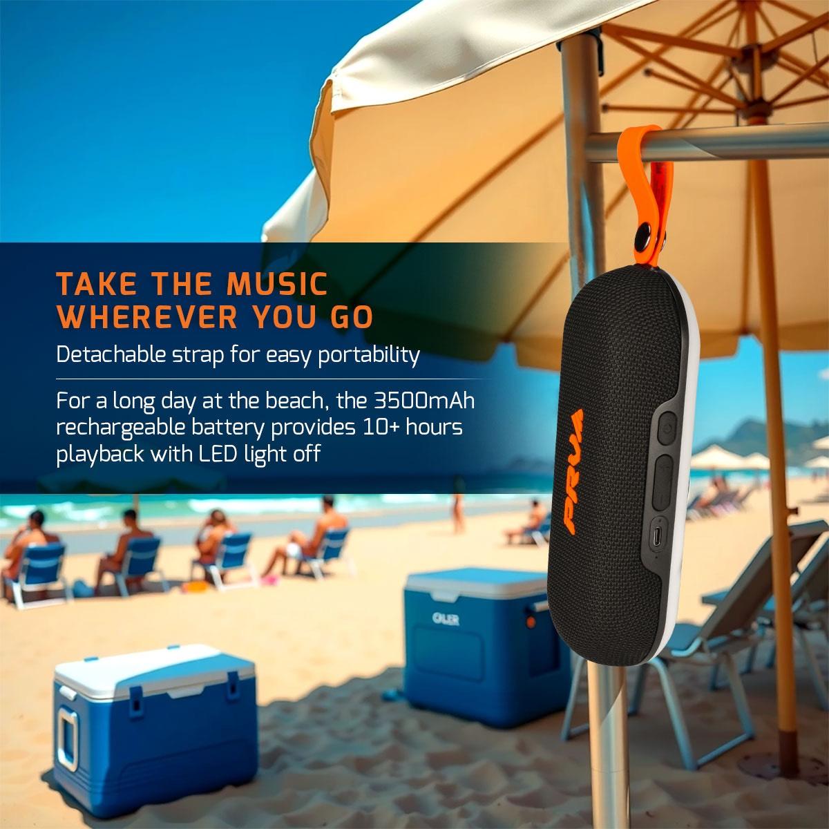 PRV AUDIO - PORTABLE WATERPROOF DUAL BLUETOOTH SPEAKER WITH 7 COLOR LED (PS36MAGNET)