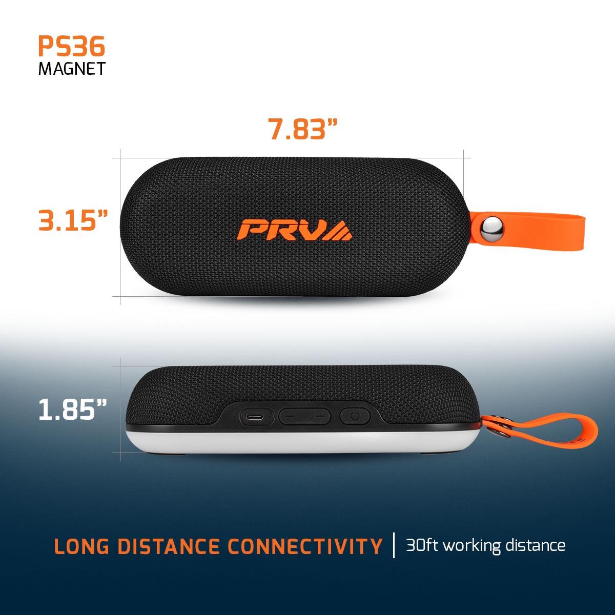 PRV AUDIO - PORTABLE WATERPROOF DUAL BLUETOOTH SPEAKER WITH 7 COLOR LED (PS36MAGNET)