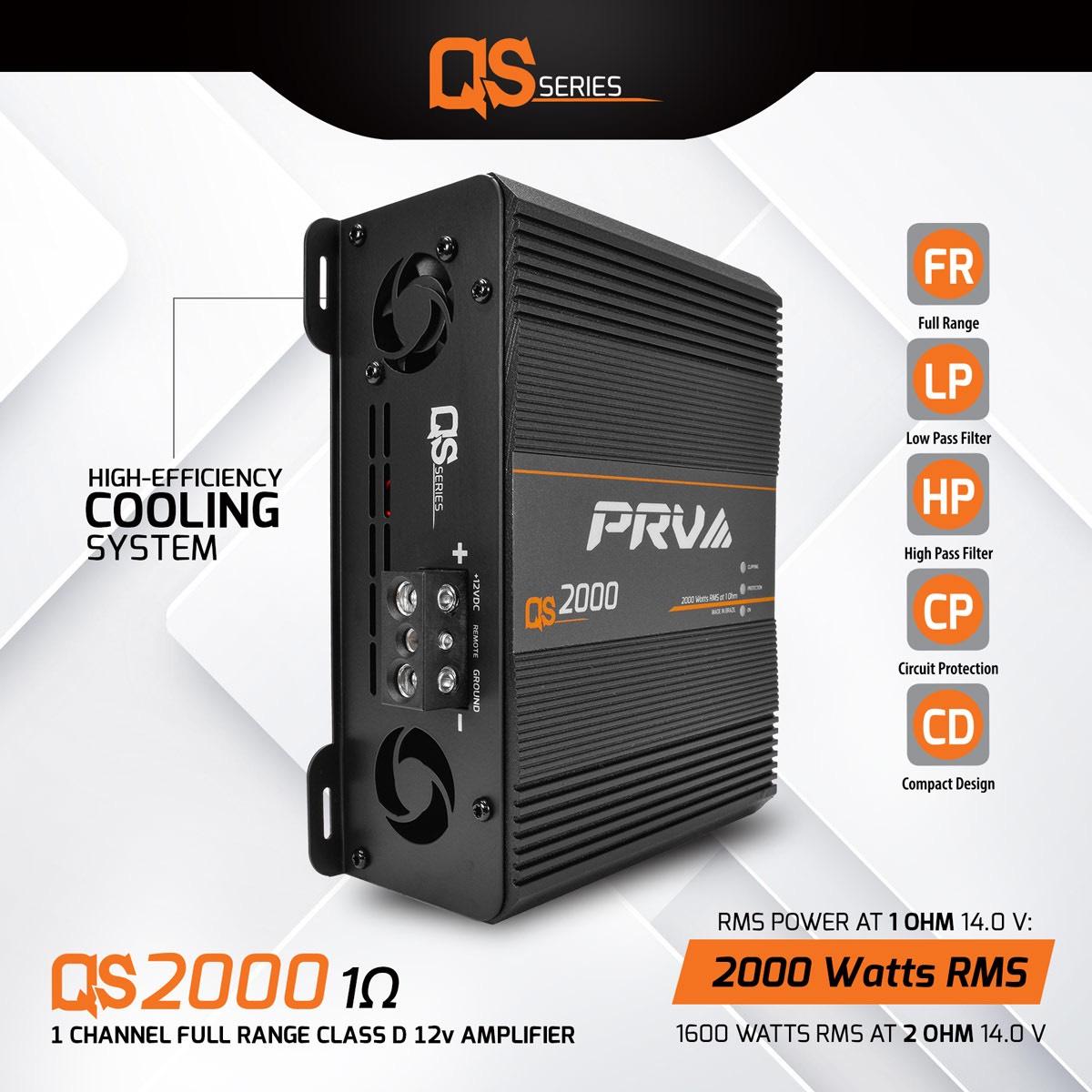 PRV AUDIO - 1 CHANNEL 2000 WATT AMPLIFIER 1 OHM STABLE (QS2000 1OHM)