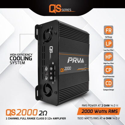 PRV AUDIO - 1 CHANNEL 2000 WATT AMPLIFIER 2 OHM STABLE (QS2000 2OHM)