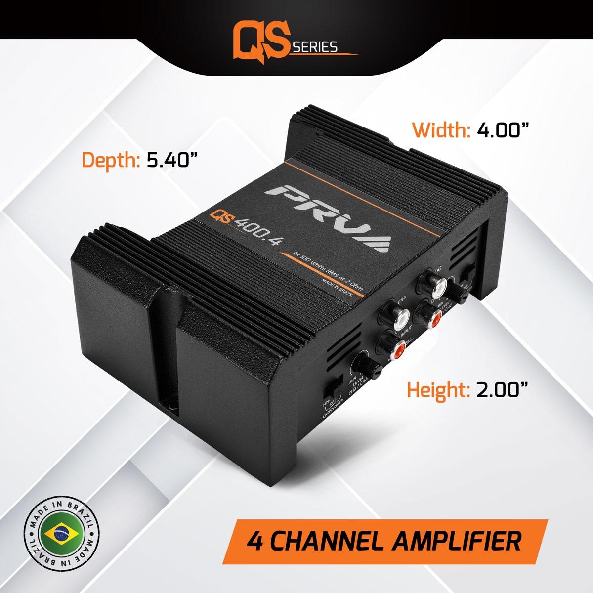 PRV AUDIO - 4 CHANNEL MINI COMPACT 400 WATT 4 CHANNEL AMPLIFIER (QS400.4 2OHM)