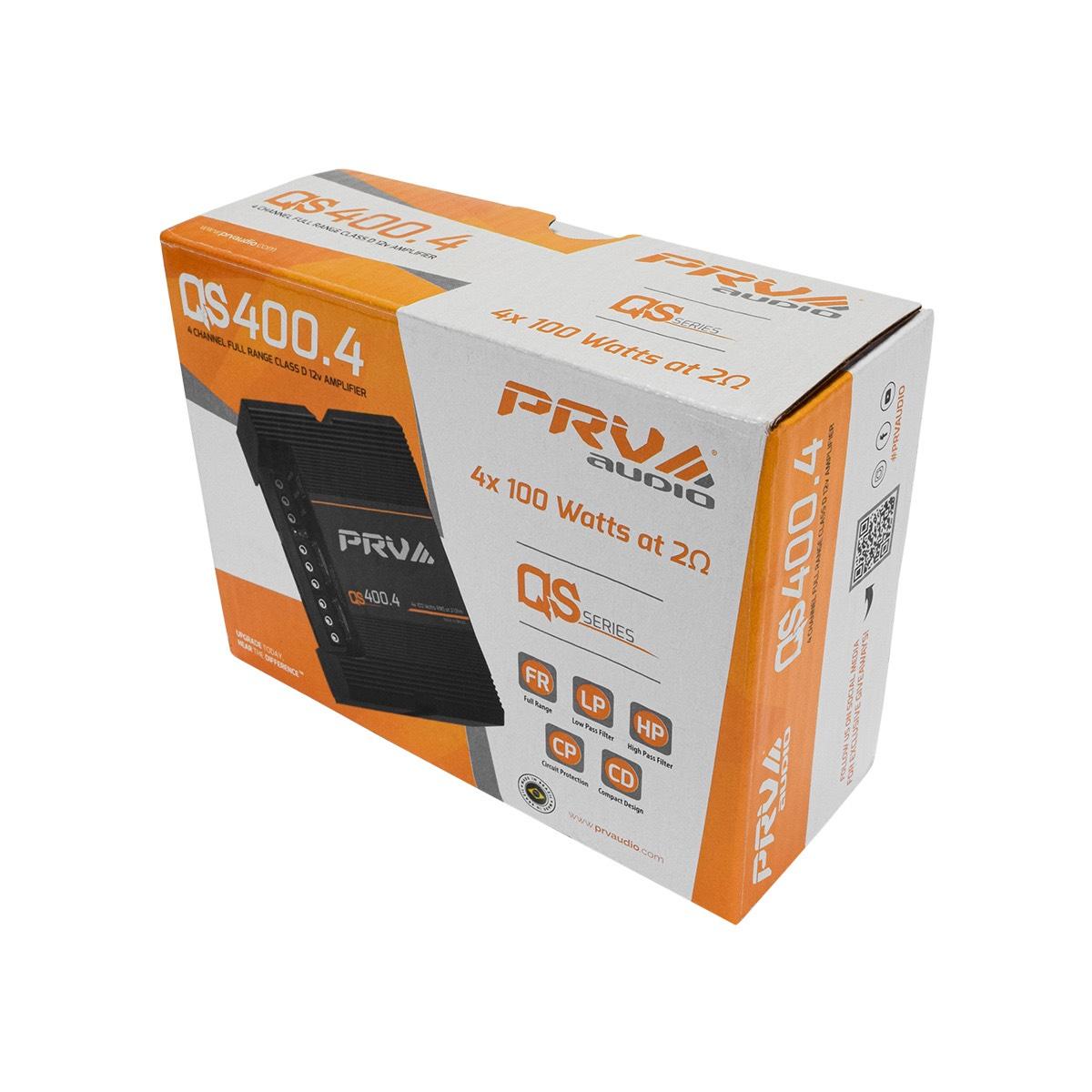 PRV AUDIO - 4 CHANNEL MINI COMPACT 400 WATT 4 CHANNEL AMPLIFIER (QS400.4 2OHM)