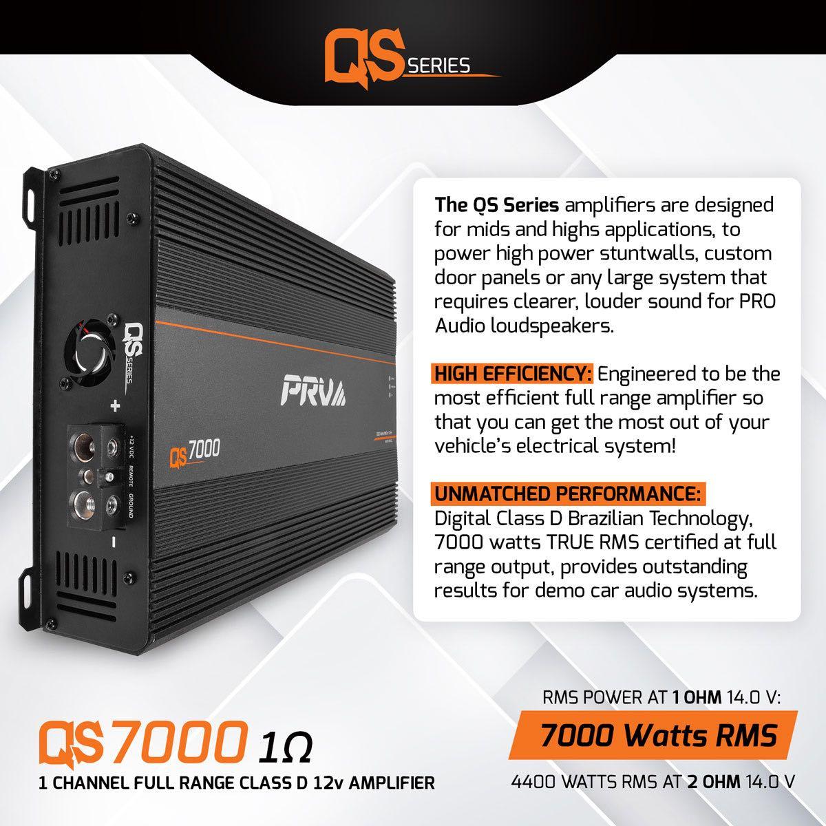 PRV AUDIO - 1 CHANNEL 7000 WATT RMS AMPLIFIER 1 OHM STABLE (QS7000 1OHM)