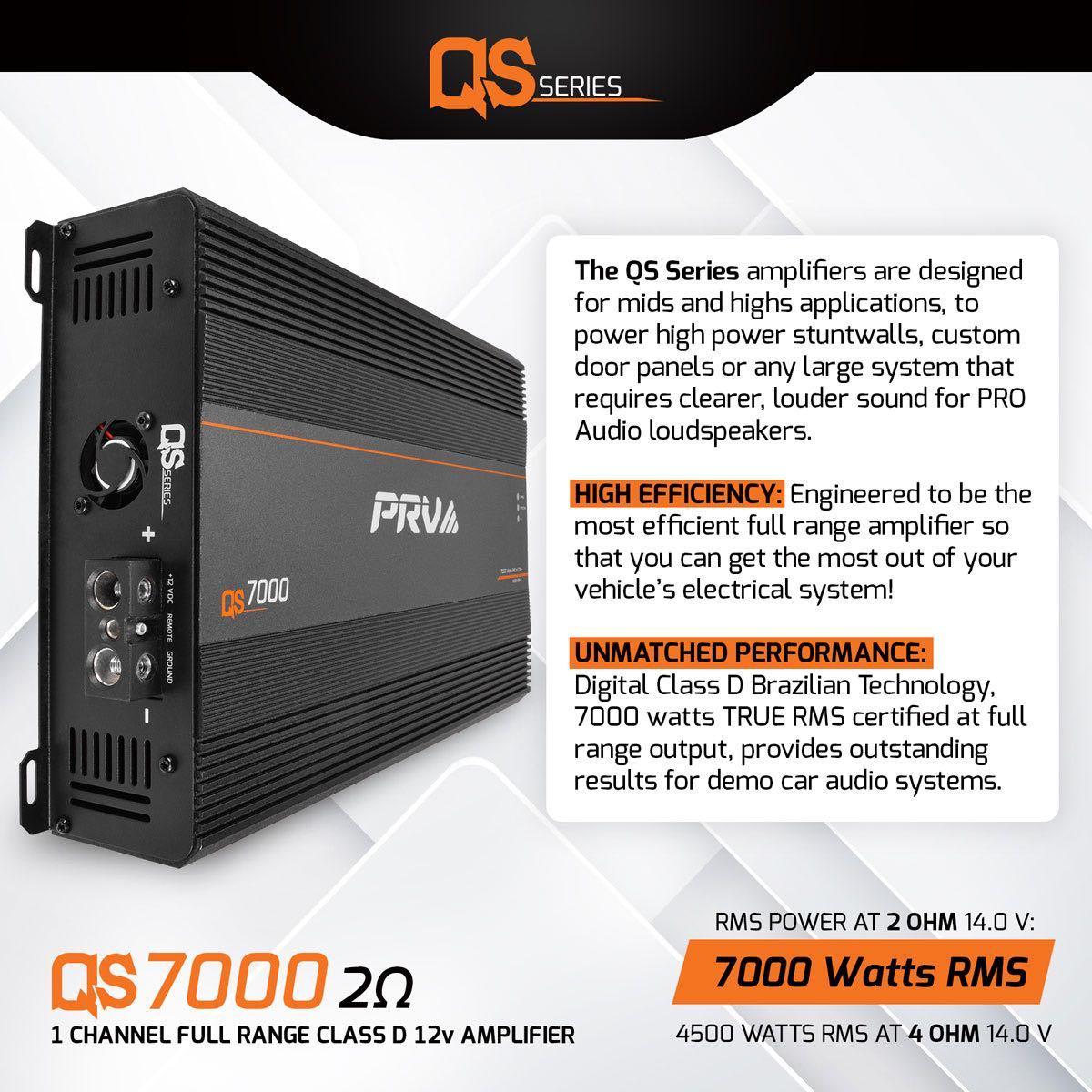 PRV AUDIO - 1 CHANNEL 7000 WATT AMPLIFIER 2 OHM STABLE (QS7000 2OHM)