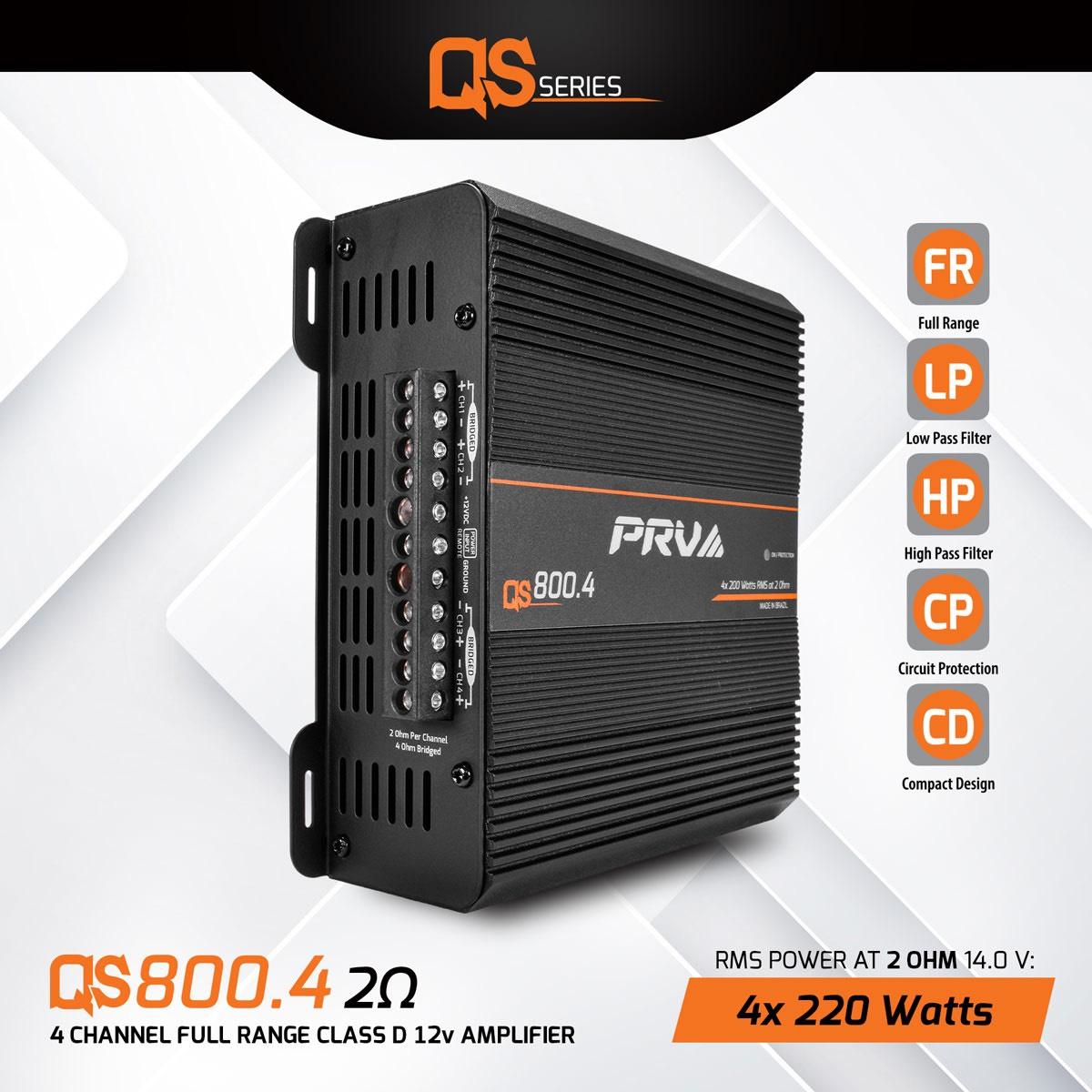 PRV AUDIO - 4 CHANNEL COMPACT 880 WATT 4 CHANNEL AMPLIFIER (QS800.4 2OHM)