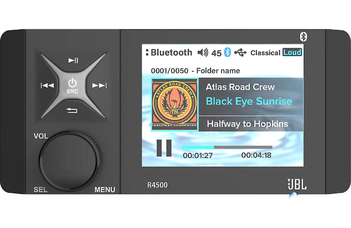 JBL AM/FM HIGH POWER BLUETOOTH W/WEATHER BAND 2 OHM STABLE 4" COLOR DISPLAY (R4500)
