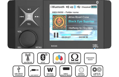 JBL AM/FM HIGH POWER BLUETOOTH W/WEATHER BAND 2 OHM STABLE 4" COLOR DISPLAY (R4500)