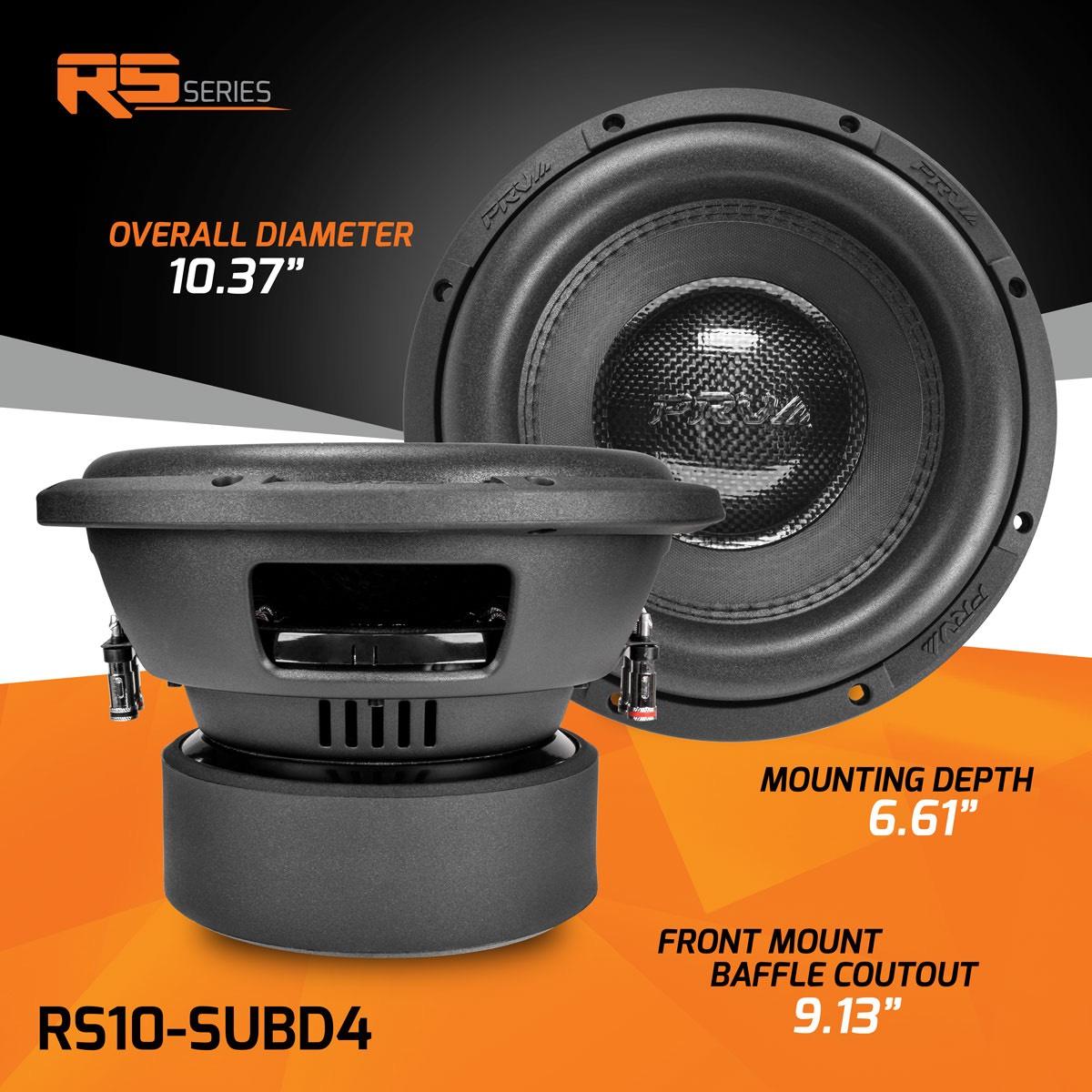 PRV AUDIO 10" 1000 WATT DVC 4 OHM SUBWOOFER (RS10-SUBD4)