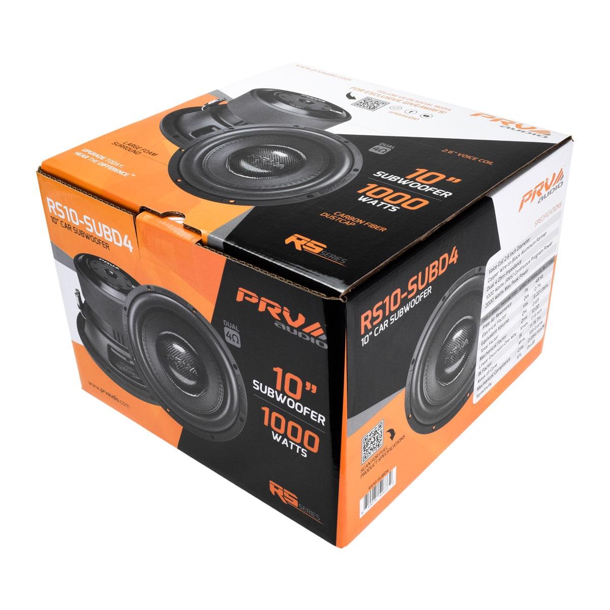 PRV AUDIO 10" 1000 WATT DVC 4 OHM SUBWOOFER (RS10-SUBD4)