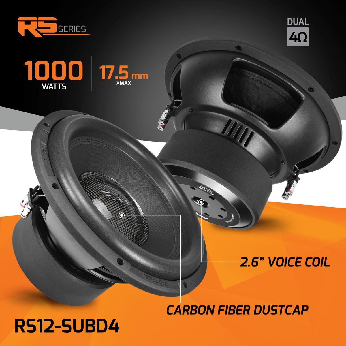PRV AUDIO 12" 1000 WATT DVC 4 OHM SUBWOOFER (RS12-SUBD4)