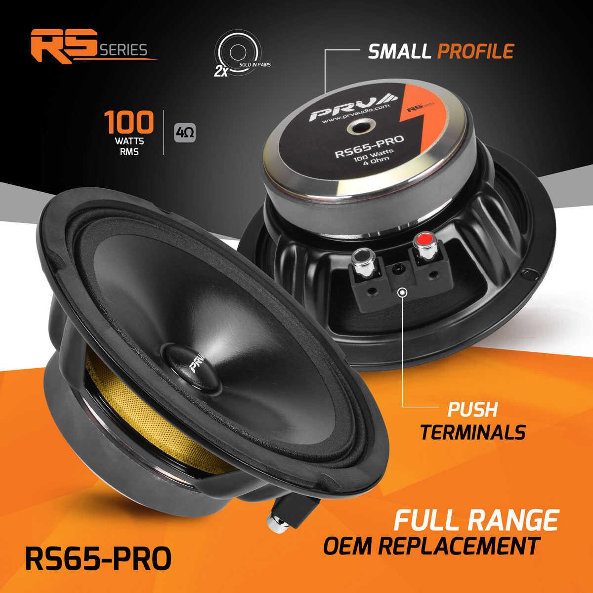 PRV AUDIO - 6.5" FULL RANGE - STAMPED STEEL BASKET - 1" VC - 100W POWER - 4 OHMS (RS65-PRO)