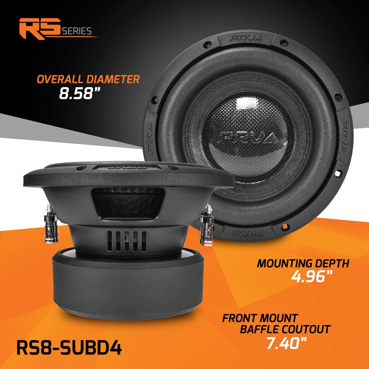 PRV AUDIO 8" 500 WATT DVC 4 OHM SUBWOOFER (RS8-SUBD4)