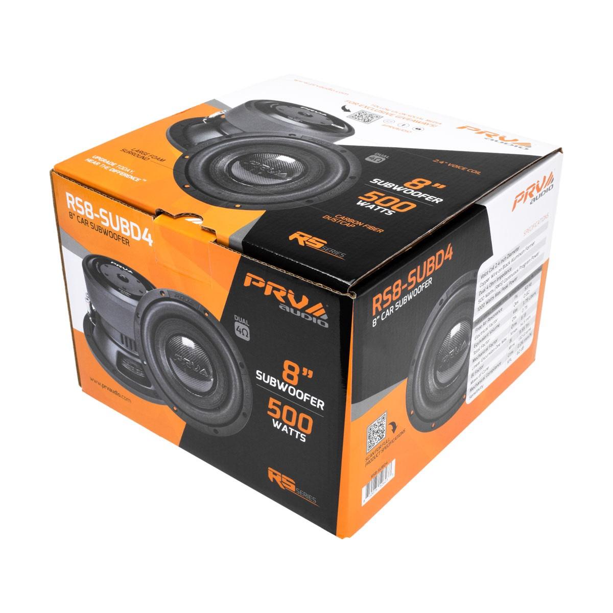 PRV AUDIO 8" 500 WATT DVC 4 OHM SUBWOOFER (RS8-SUBD4)