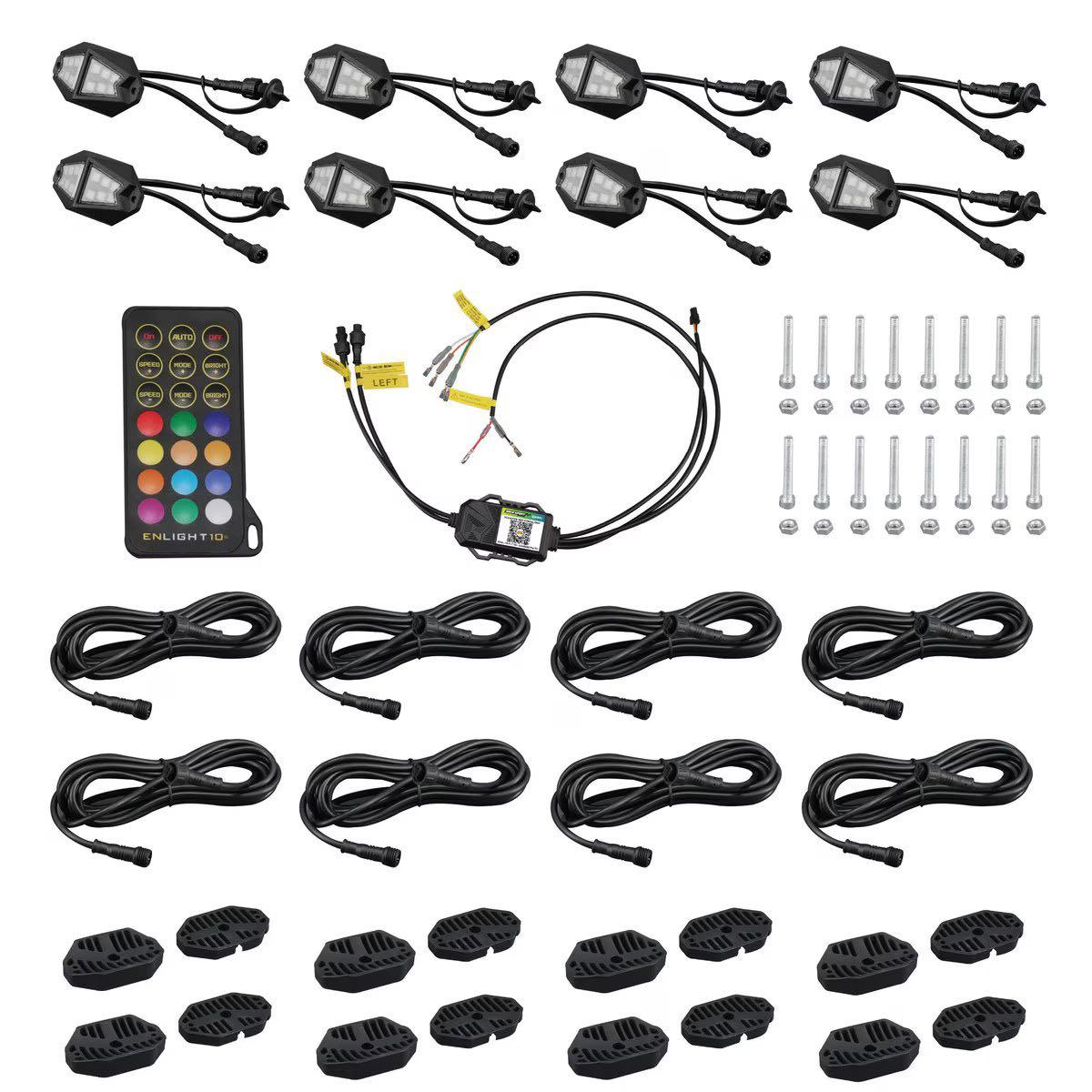 STINGER COLORTRAIL 8 PIECE RGB+W CHASING ROCK LIGHTS ENLIGHT10 APP (RSDK8)