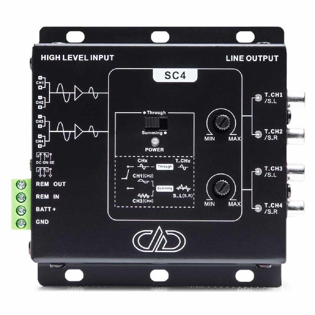 DD AUDIO 4 CHANNEL HIGH LOW CONVERTOR, SUMMING, 10V MAX OUTPUT (SC-4A)