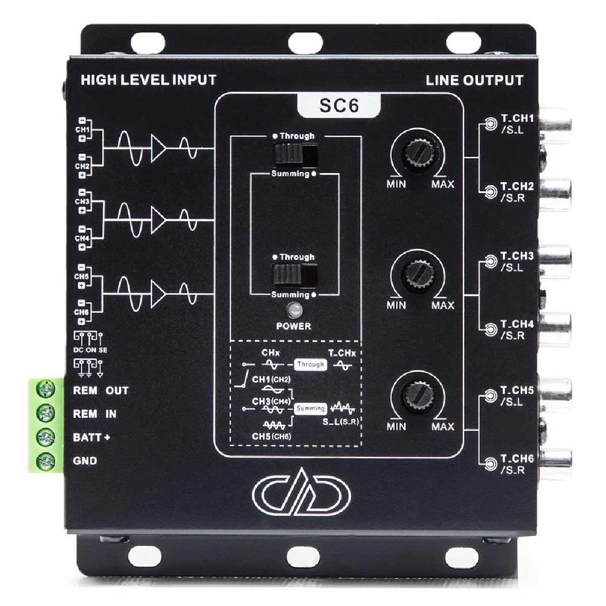 DD AUDIO 6 CHANNEL SUMMING 10V MAX OUTPUT WITH OEM LOAD DETECT (SC-6A)