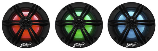 STINGER 6.5" 150 WATT MARINE SPEAKERS RGB LIT BLACK (SEA65RGB B)