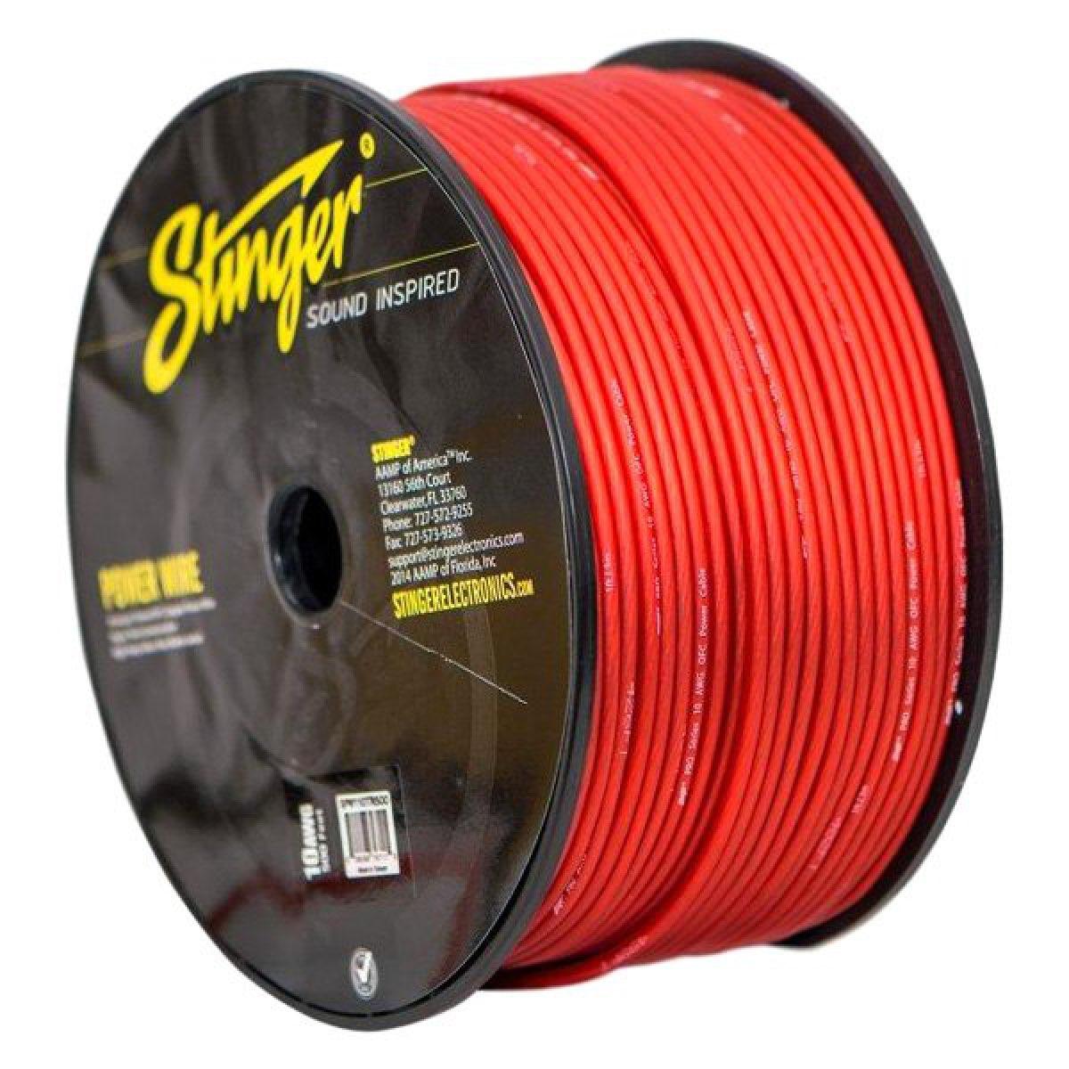 STINGER 10 GAUGE 250' RED TRUE GAUGE POWER/GROUND PURE COPPER WIRE (SPW110TR)
