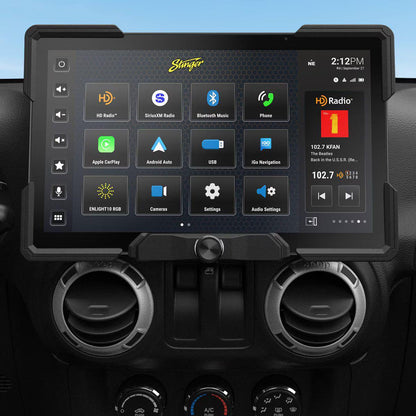 STINGER 12.8" JEEP WRANGLER JK WIRELESS CARPLAY & AUTO WATERPROOF OEM STYLE MOUNTING & VEHICLE CONTROLS ON SCREEN (SRX-JK11128)