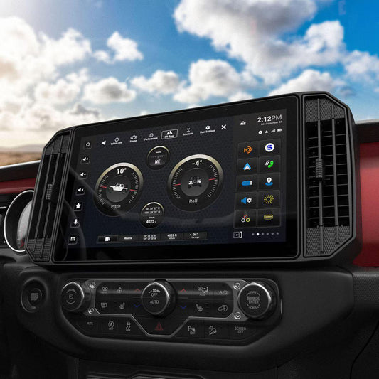 STINGER 12.8" JEEP WRANGLER JL GLADIATOR GT WIRELESS CARPLAY & AUTO WATERPROOF OEM STYLE MOUNTING & VEHICLE CONTROLS ON SCREEN (SRX-JW18128)