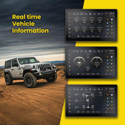STINGER 12.8" JEEP WRANGLER JL GLADIATOR GT WIRELESS CARPLAY & AUTO WATERPROOF OEM STYLE MOUNTING & VEHICLE CONTROLS ON SCREEN (SRX-JW18128)