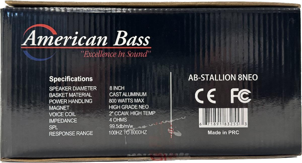 AMERICAN BASS 8" 800 WATT NEO MIDRANGE (STALLION 8 NEO)