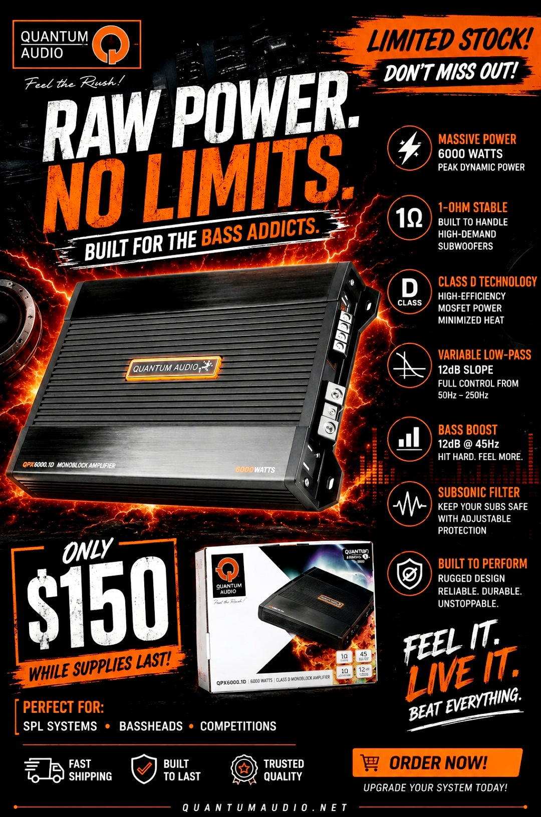 QUANTUM AUDIO 6000 WATT MONO BLOCK AMPLIFIER