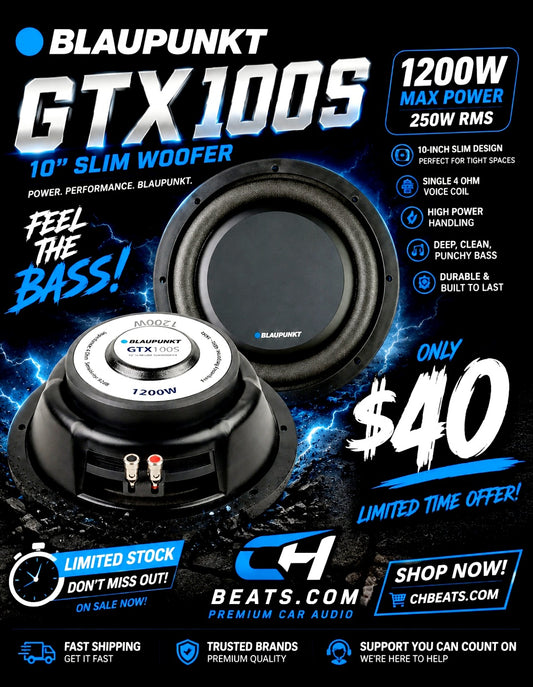 Blaupunkt 10" Slim Woofer 250W RMS/1200W Max Single 4 Ohm Voice Coil