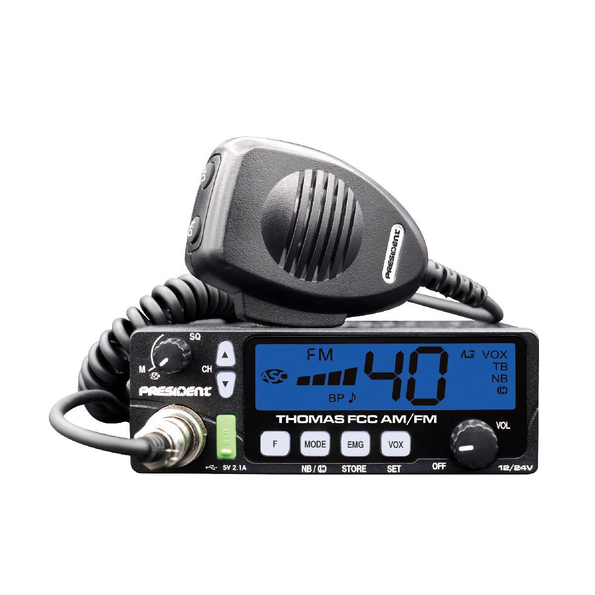 PRESIDENT FCC AM/FM CB RADIO WITH LARGE COLOR CHANGING DISPLAY NO WARRANTY (THOMAS)