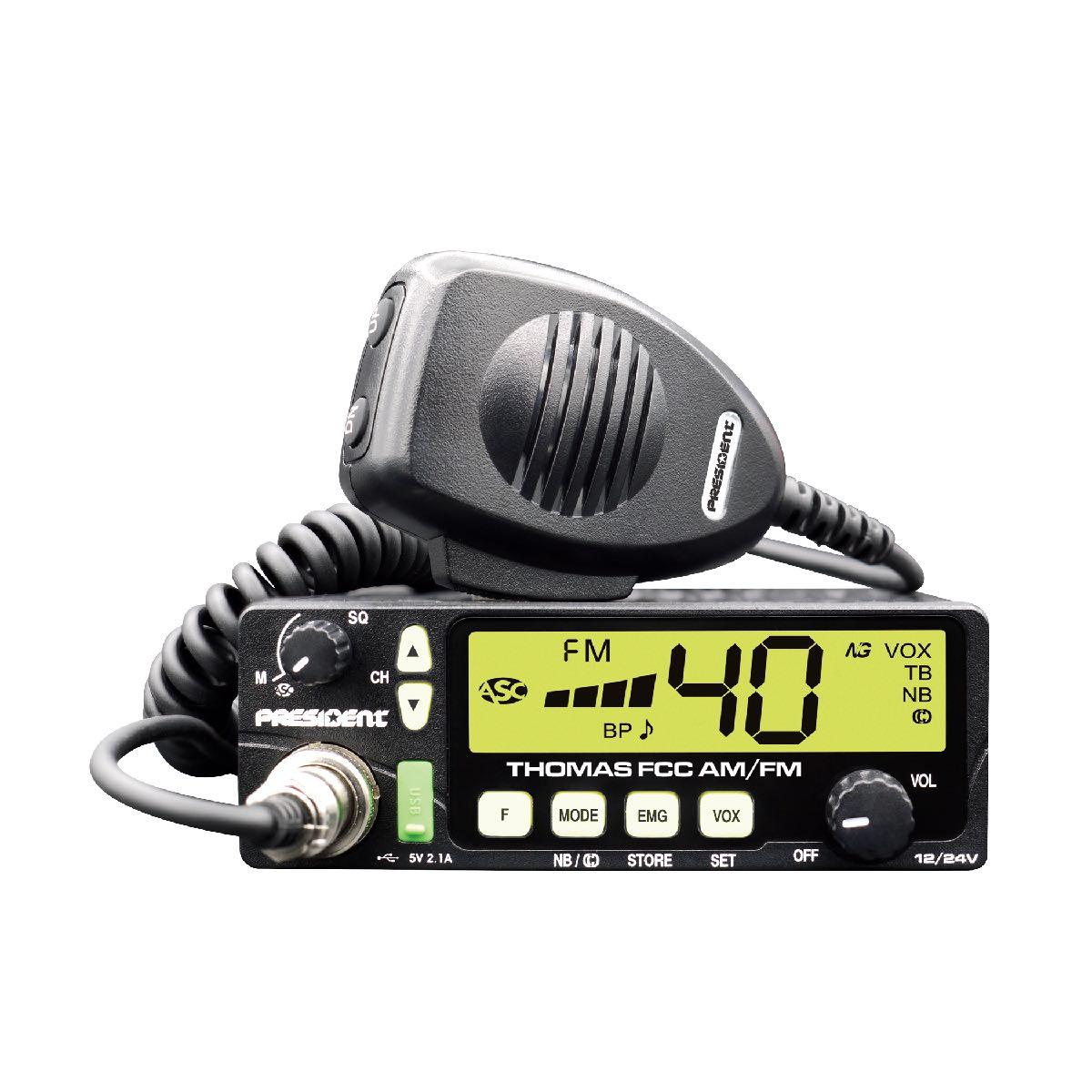 PRESIDENT FCC AM/FM CB RADIO WITH LARGE COLOR CHANGING DISPLAY NO WARRANTY (THOMAS)