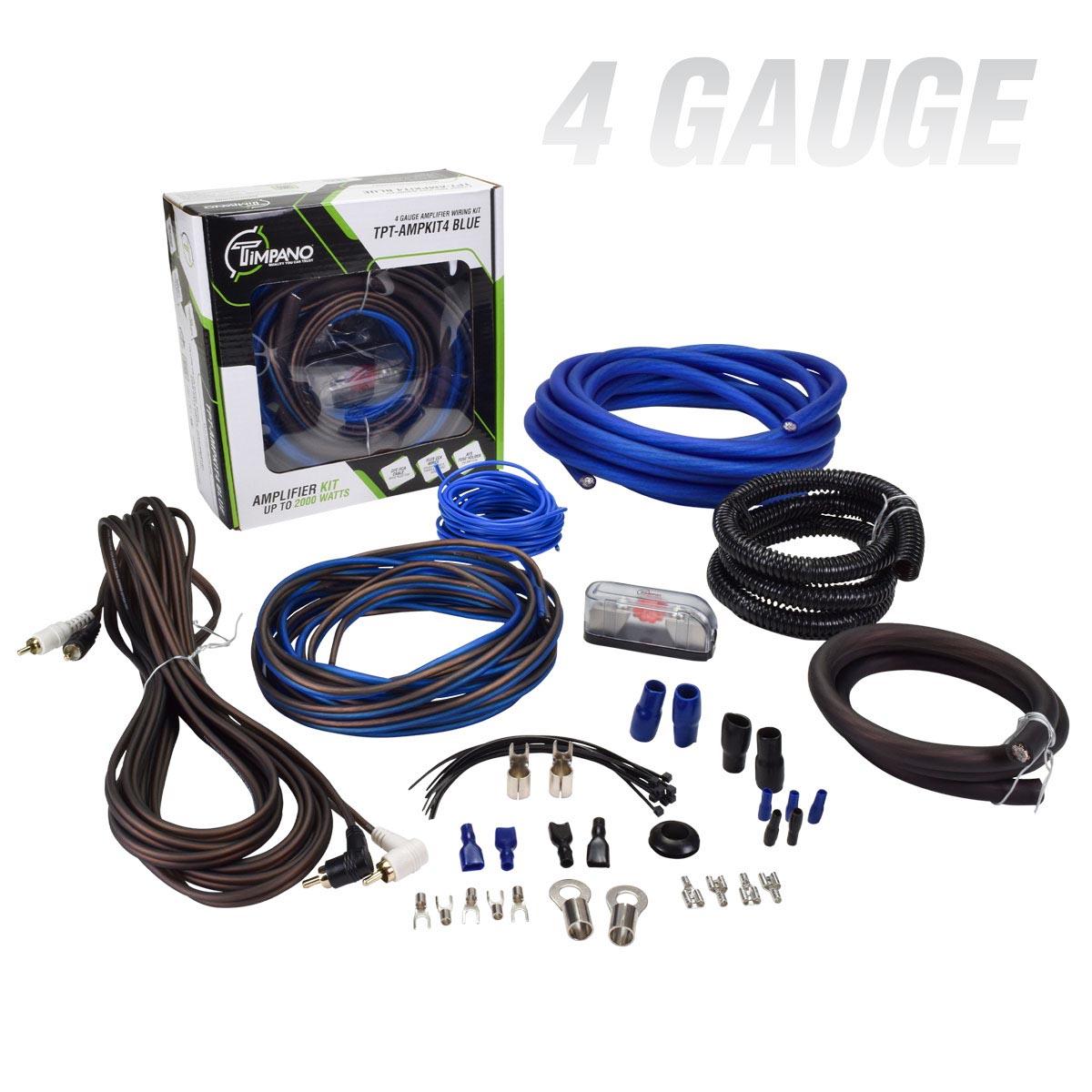 TIMPANO 4 GAUGE AMPLIFIER INSTALLATION KIT BLUE WIRE (TPT-AMPKIT4BLUE)