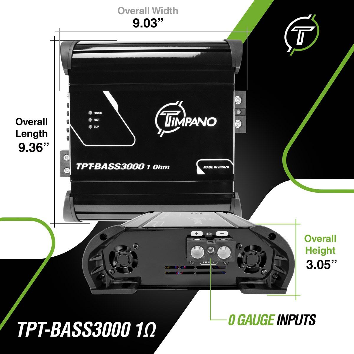 TIMPANO - 3000 WATT X 1 RMS 1 OHM STABLE AMPLIFIER (TPT-BASS3000 1OHM)