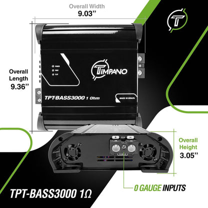 TIMPANO - 3000 WATT X 1 RMS 1 OHM STABLE AMPLIFIER (TPT-BASS3000 1OHM)