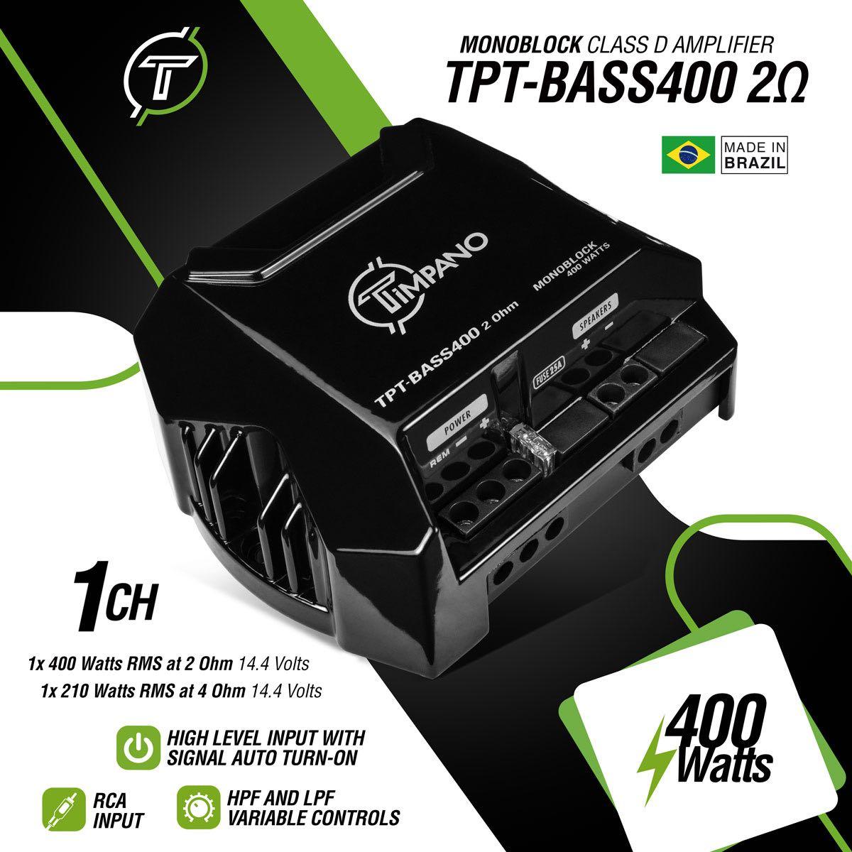 TIMPANO - 400 WATTS X 1 RMS 2 OHM STABLE MICRO AMPLIFIER (TPT-BASS400 2OHM)