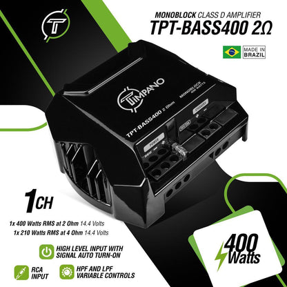 TIMPANO - 400 WATTS X 1 RMS 2 OHM STABLE MICRO AMPLIFIER (TPT-BASS400 2OHM)