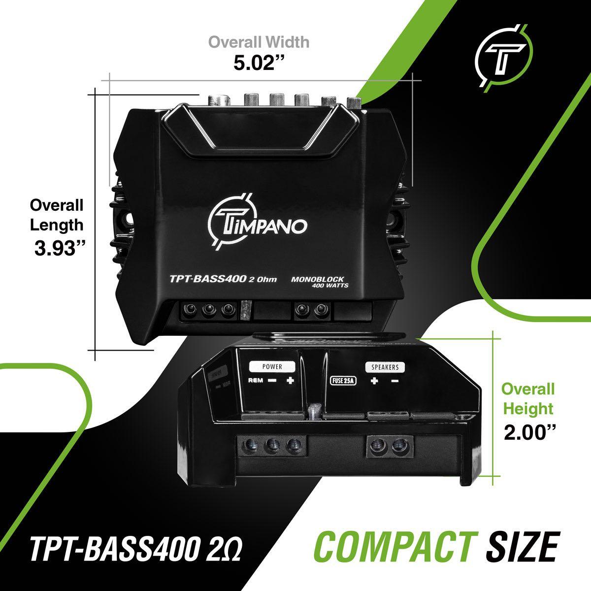 TIMPANO - 400 WATTS X 1 RMS 2 OHM STABLE MICRO AMPLIFIER (TPT-BASS400 2OHM)