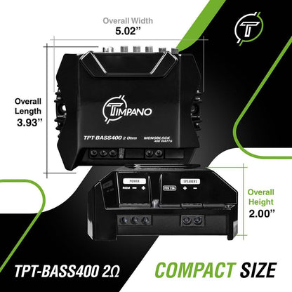 TIMPANO - 400 WATTS X 1 RMS 2 OHM STABLE MICRO AMPLIFIER (TPT-BASS400 2OHM)