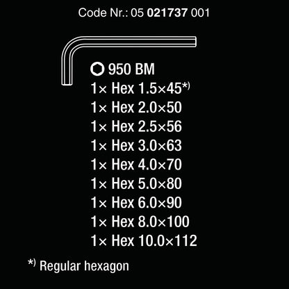 Wera Hex-plus Black Laser L-key-set Metric (9 Piece Set)